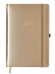 KALENDARZ KSIĄŻKOWY DZIENNY LUX METALIC K‑A5DL METALIC – ZŁOTY (145 × 210 MM)